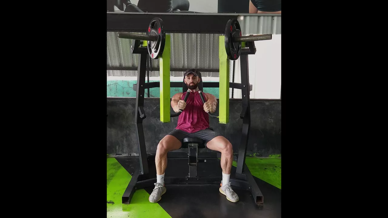 Plate-Loaded Decline Chest Press exercise